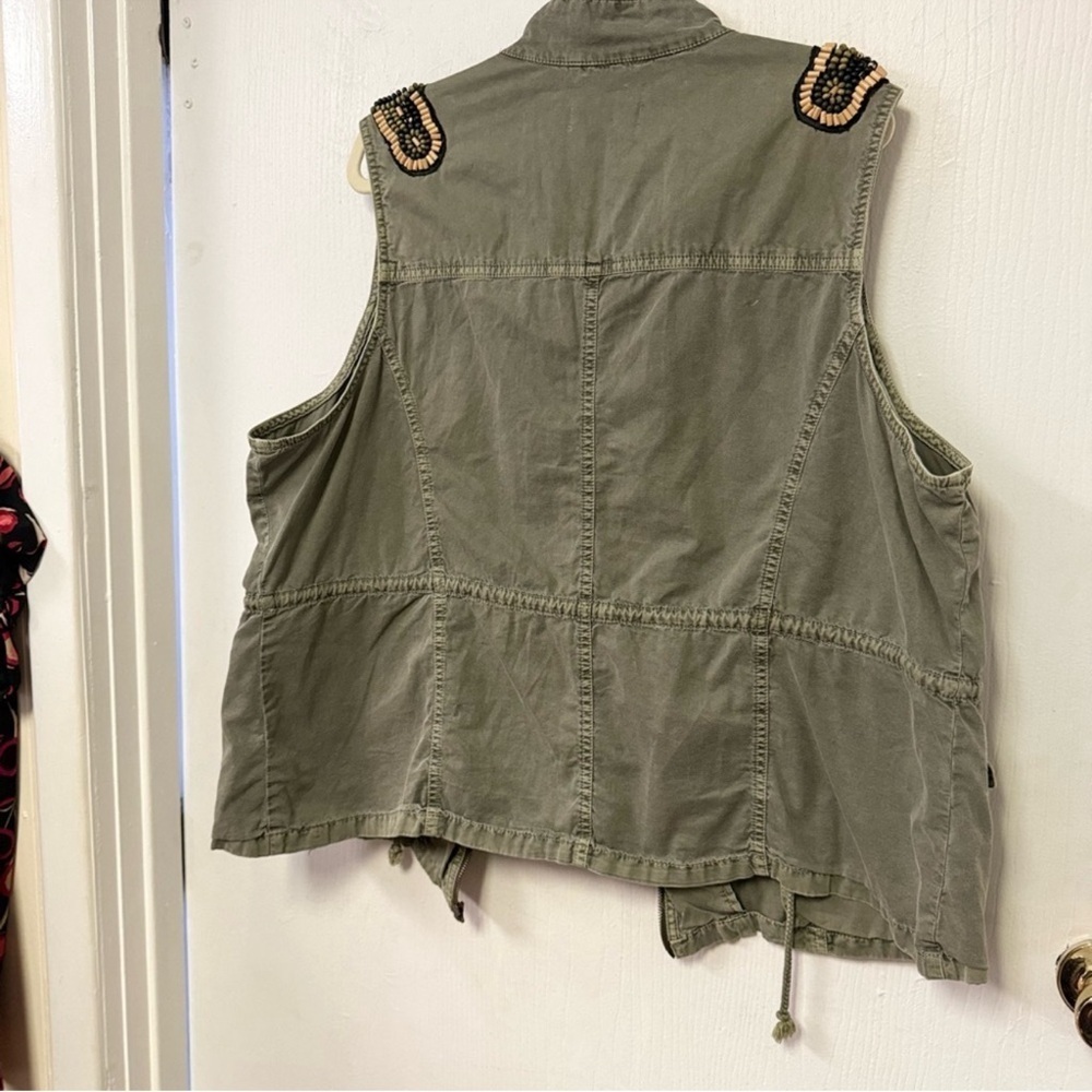 Ruff Hewn Olive Vest with Beaded Accents - Picture 4 of 9